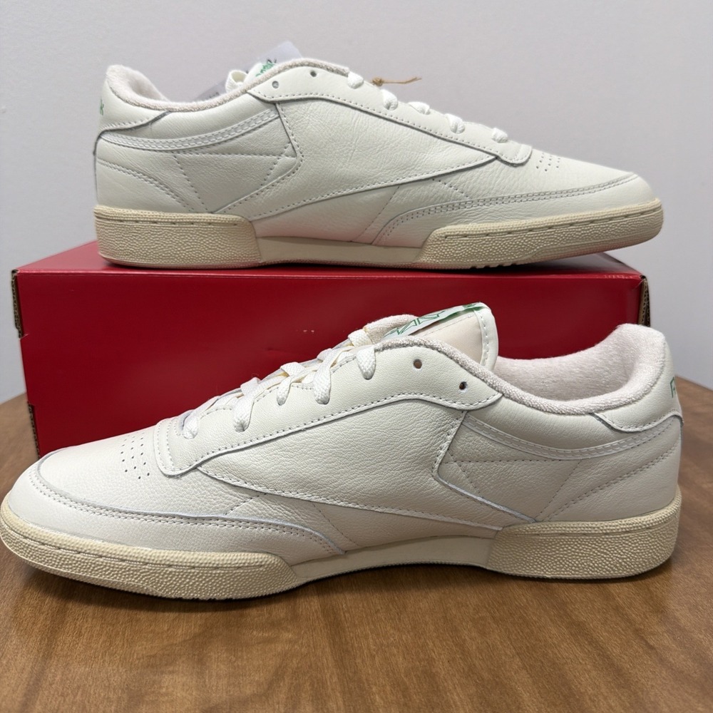 Reebok Classic Leather Sneakers in Off-White with Green Accents - Picture 6 of 12